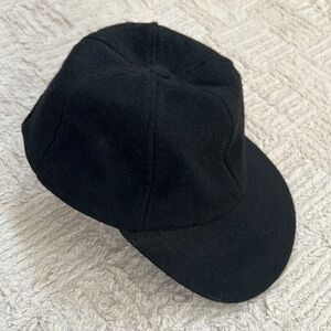 Vintage solid black wool blend baseball cap hat